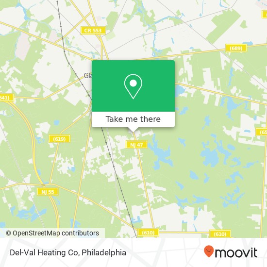 Del-Val Heating Co map