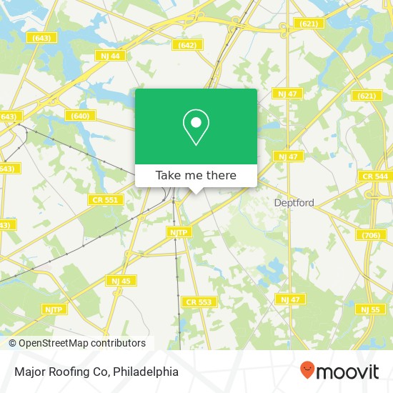 Major Roofing Co map