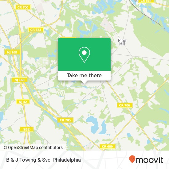 B & J Towing & Svc map