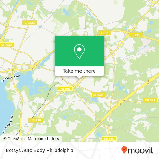 Betsys Auto Body map