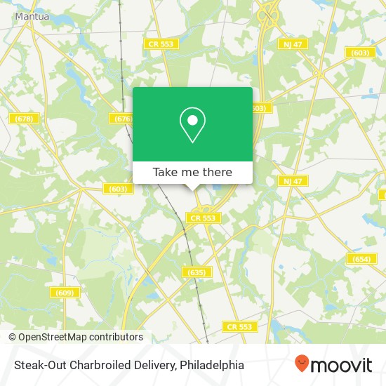 Mapa de Steak-Out Charbroiled Delivery