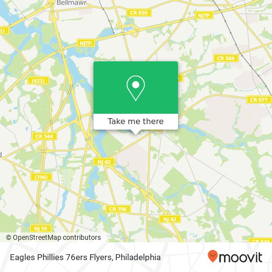 Eagles Phillies 76ers Flyers map