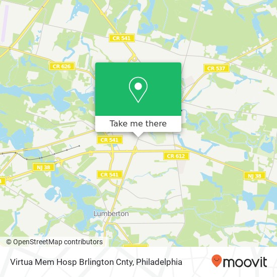 Virtua Mem Hosp Brlington Cnty map