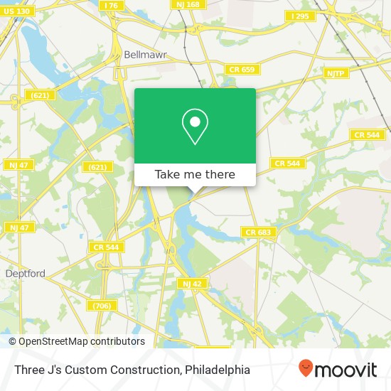 Three J's Custom Construction map