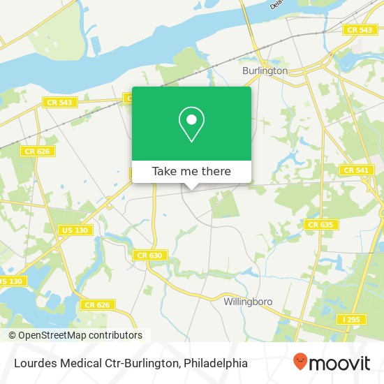 Mapa de Lourdes Medical Ctr-Burlington
