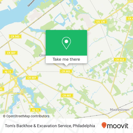 Tom's Backhoe & Excavation Service map