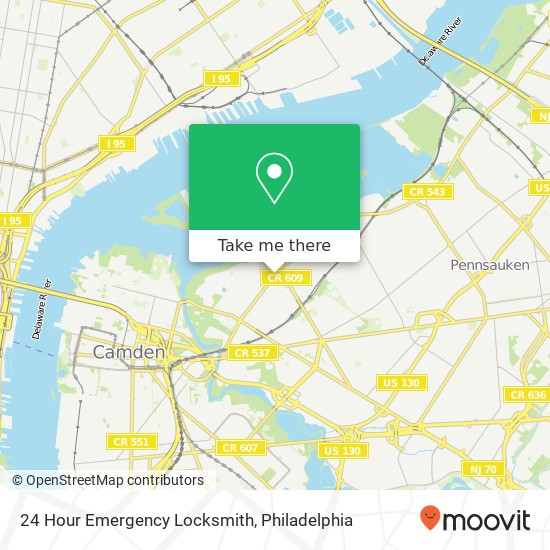 24 Hour Emergency Locksmith map