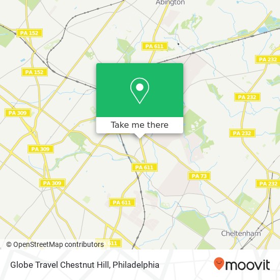 Globe Travel Chestnut Hill map