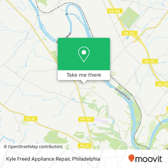 Kyle Freed Appliance Repair map