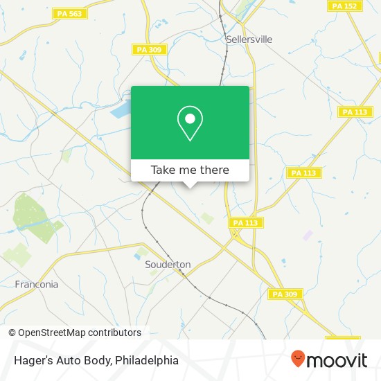 Hager's Auto Body map