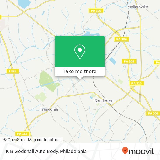 K B Godshall Auto Body map