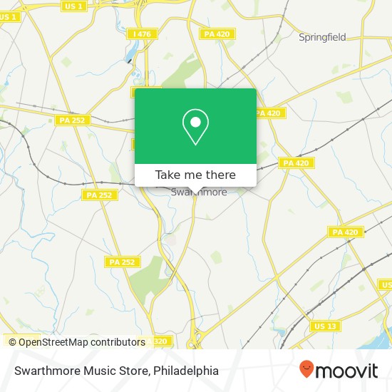 Mapa de Swarthmore Music Store
