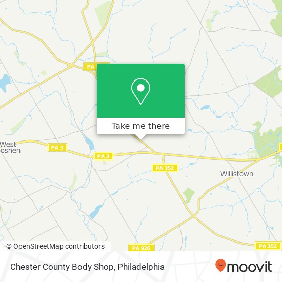 Chester County Body Shop map