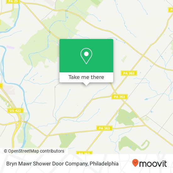 Mapa de Bryn Mawr Shower Door Company