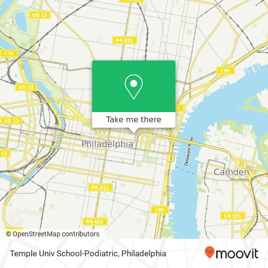 Temple Univ School-Podiatric map