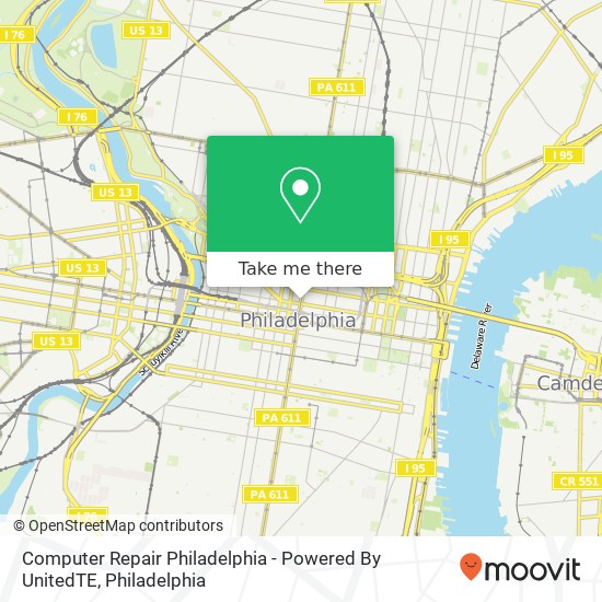 Computer Repair Philadelphia - Powered By UnitedTE map