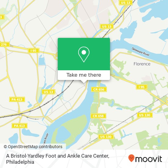 A Bristol-Yardley Foot and Ankle Care Center map