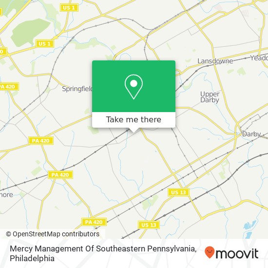 Mercy Management Of Southeastern Pennsylvania map