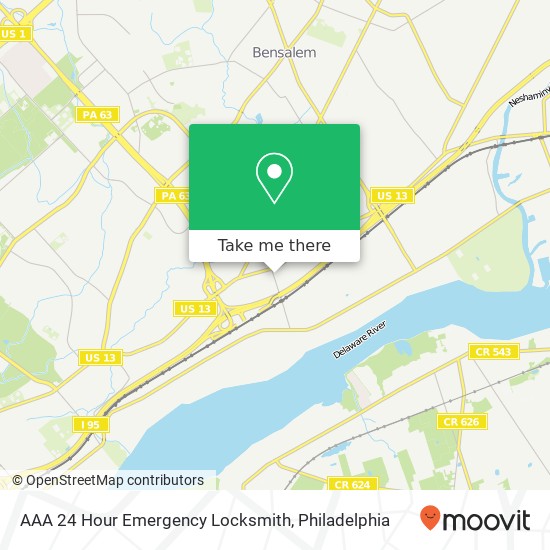 AAA 24 Hour Emergency Locksmith map