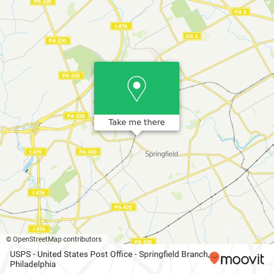 Mapa de USPS - United States Post Office - Springfield Branch