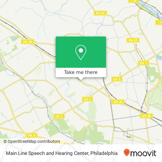 Main Line Speech and Hearing Center map