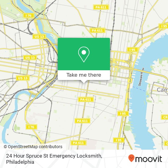 24 Hour Spruce St Emergency Locksmith map