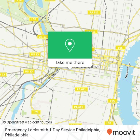 Mapa de Emergency Locksmith 1 Day Service Philadelphia