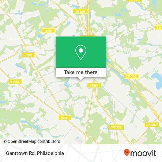 Ganttown Rd map