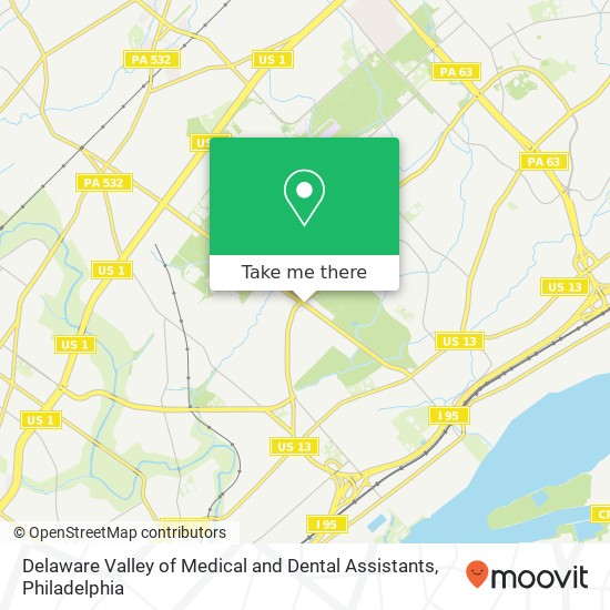 Delaware Valley of Medical and Dental Assistants map