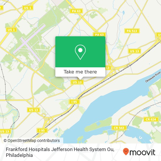 Frankford Hospitals Jefferson Health System Ou map