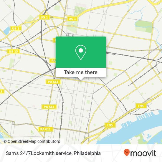 Sam's 24/7Locksmith service map