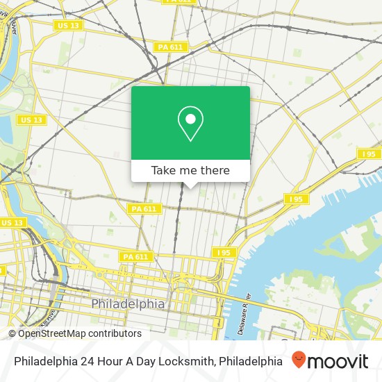 Philadelphia 24 Hour A Day Locksmith map
