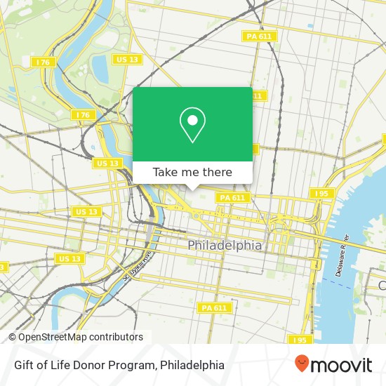 Gift of Life Donor Program map