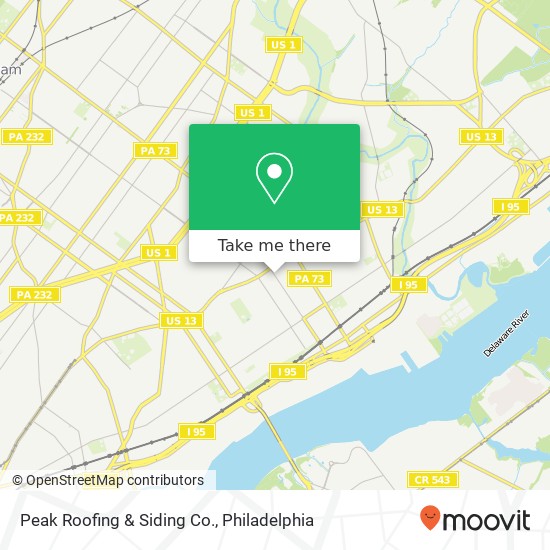 Peak Roofing & Siding Co. map