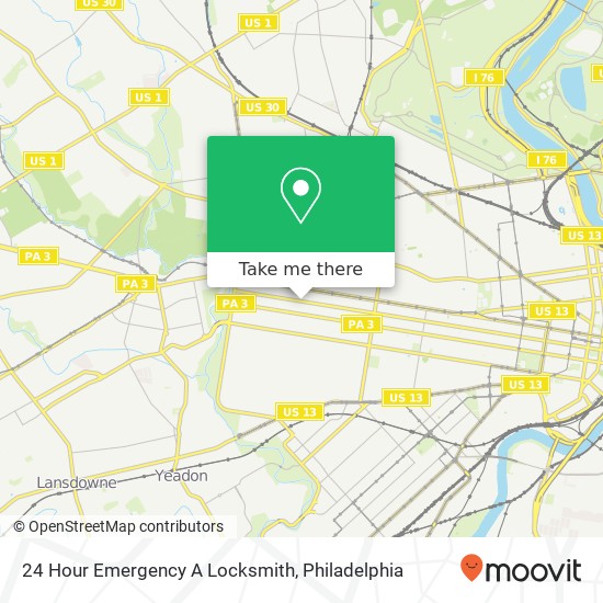 24 Hour Emergency A Locksmith map