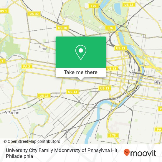 Mapa de University City Family Mdcnnvrsty of Pnnsylvna Hlt