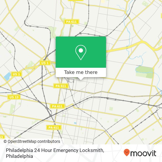 Philadelphia 24 Hour Emergency Locksmith map