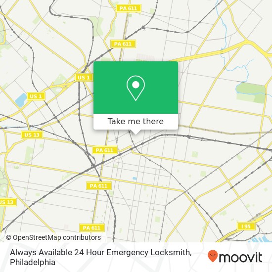 Always Available 24 Hour Emergency Locksmith map