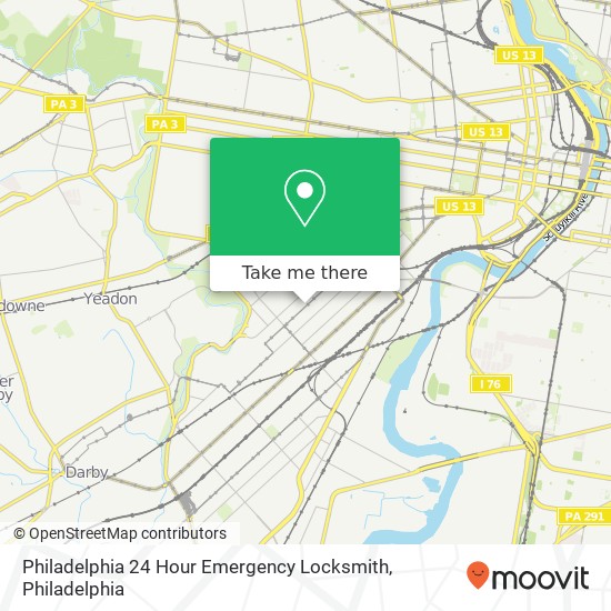 Philadelphia 24 Hour Emergency Locksmith map