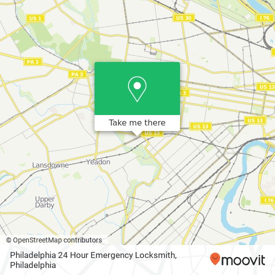 Philadelphia 24 Hour Emergency Locksmith map