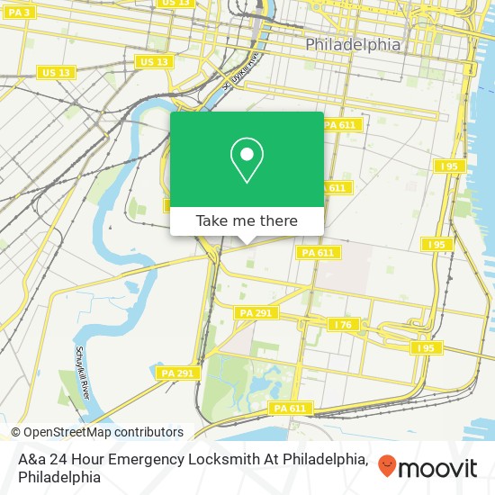 Mapa de A&a 24 Hour Emergency Locksmith At Philadelphia