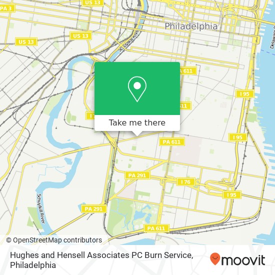 Hughes and Hensell Associates PC Burn Service map
