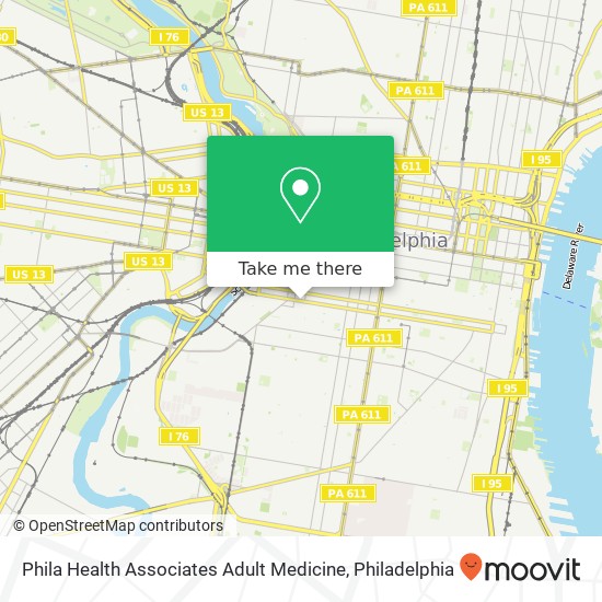 Mapa de Phila Health Associates Adult Medicine