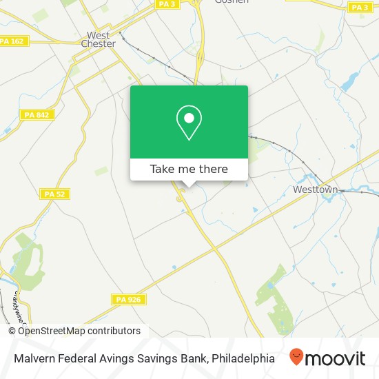 Malvern Federal Avings Savings Bank map