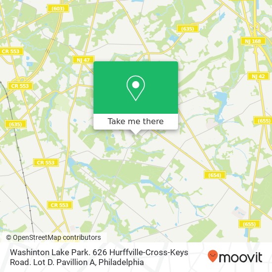 Washinton Lake Park. 626 Hurffville-Cross-Keys Road. Lot D. Pavillion A map