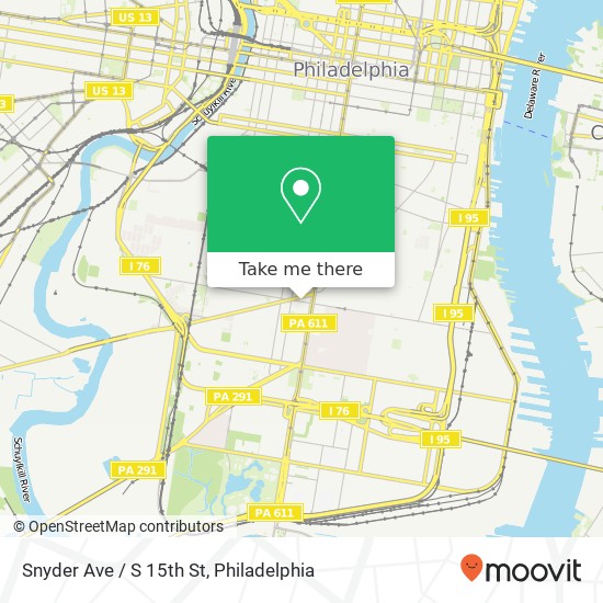 Snyder Ave / S 15th St map