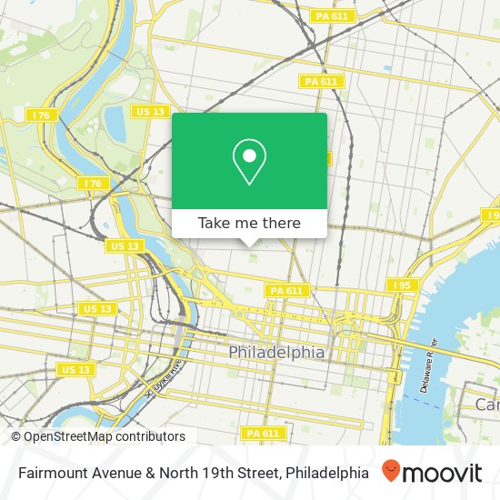 Fairmount Avenue & North 19th Street map