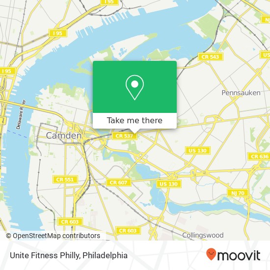 Unite Fitness Philly map