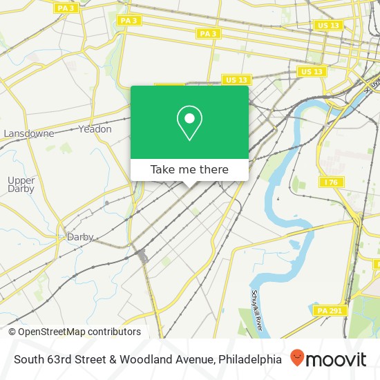 South 63rd Street & Woodland Avenue map