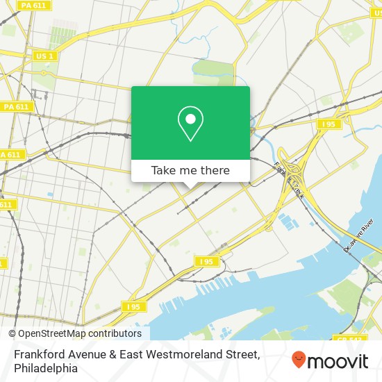 Frankford Avenue & East Westmoreland Street map